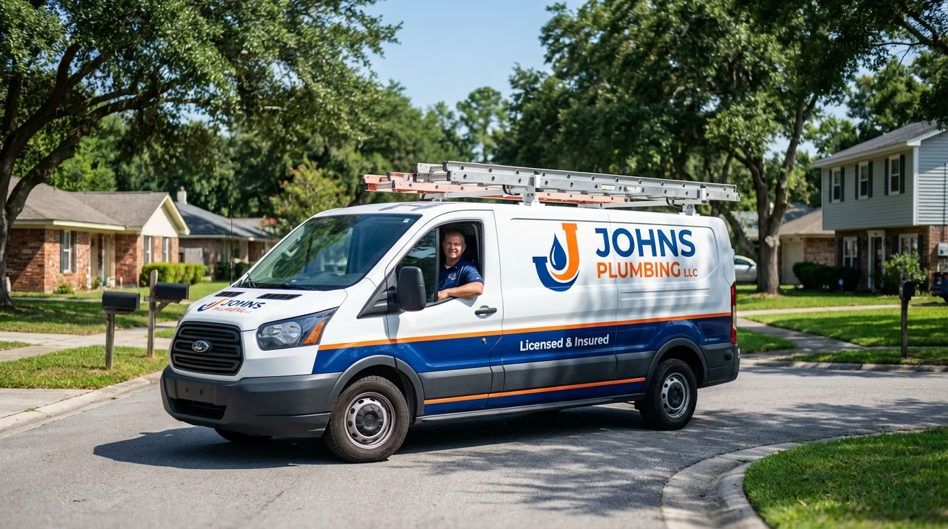 Johns Plumbing LLC service van in East Meadow, NY