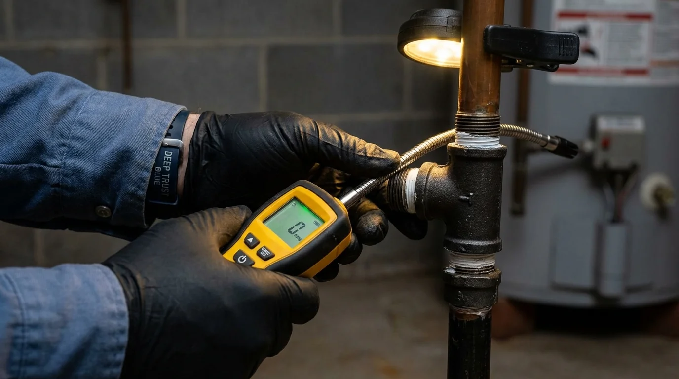 Gas leak detection with electronic sniffer by Johns Plumbing LLC in East Meadow