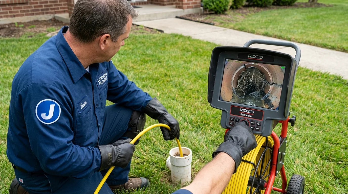 Sewer camera inspection being performed by Johns Plumbing LLC in East Meadow